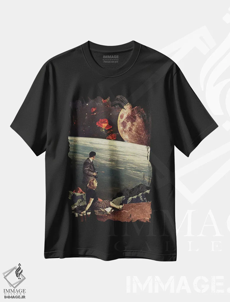 تیشرت مشکی طرح دار "رزها آمدند"، هنر فاخر معاصر اثر فرانک موس | immage.ir