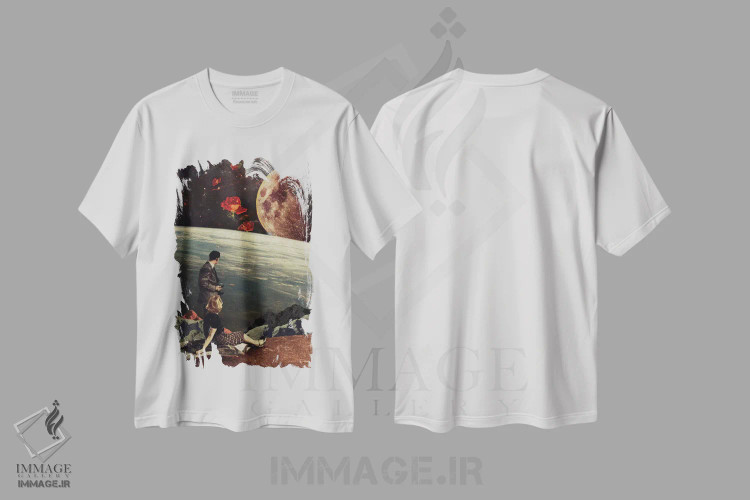 تیشرت سفید طرح دار "رزها آمدند"، هنر فاخر معاصر اثر فرانک موس | فروشگاه ایماژ