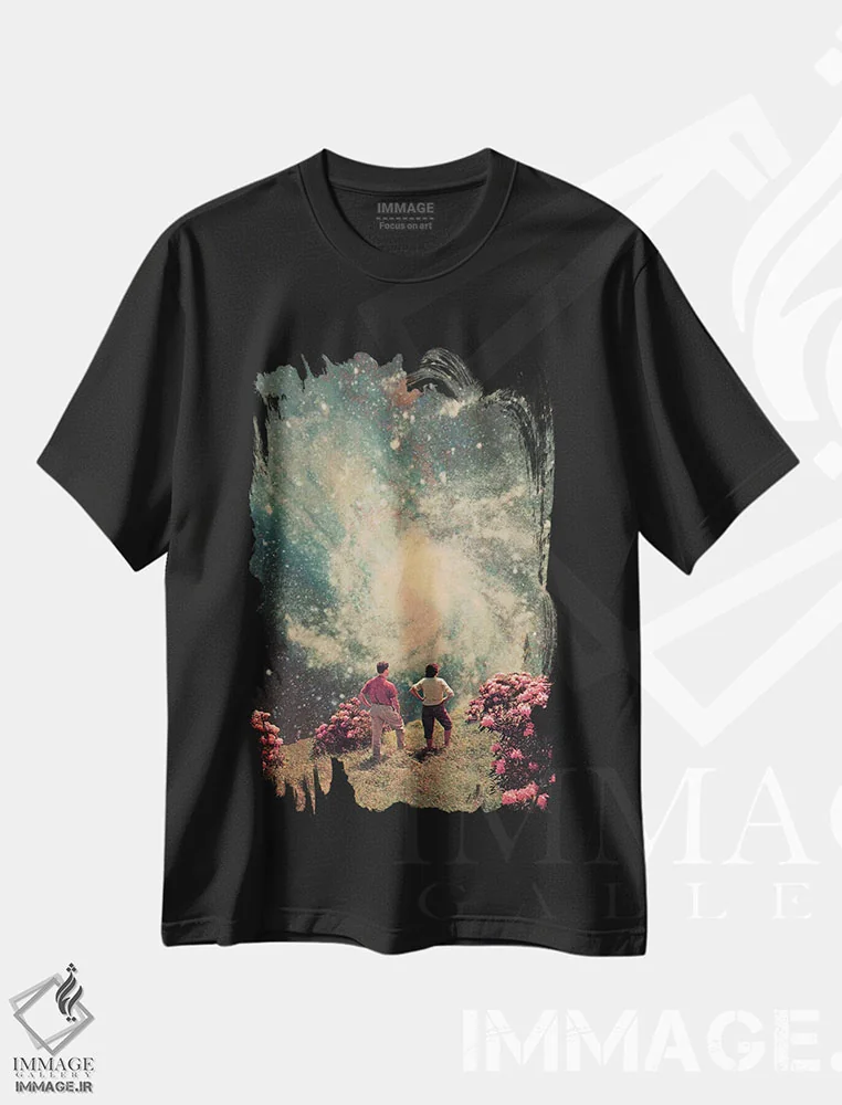 تیشرت مشکی طرح دار "در پایان نور خواهد بود"، هنر فاخر معاصر اثر فرانک موس | immage.ir