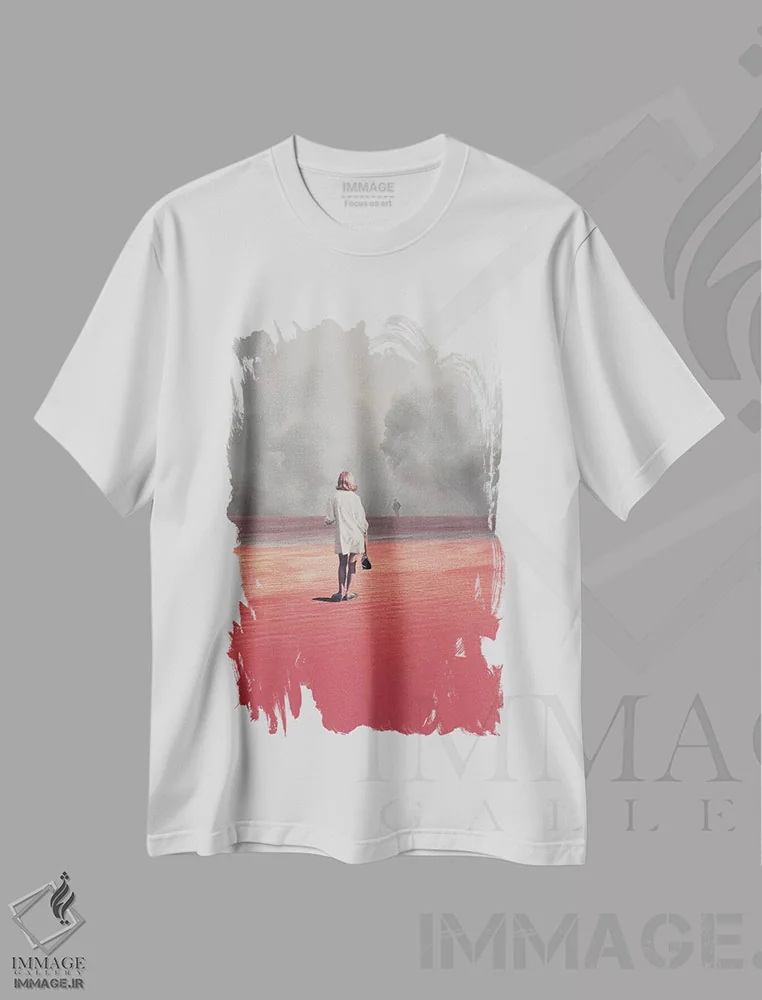 تیشرت سفید طرح دار "تماشای ترک کردنت، نمی خواستم"، هنر فاخر معاصر اثر فرانک موس | فروشگاه ایماژ