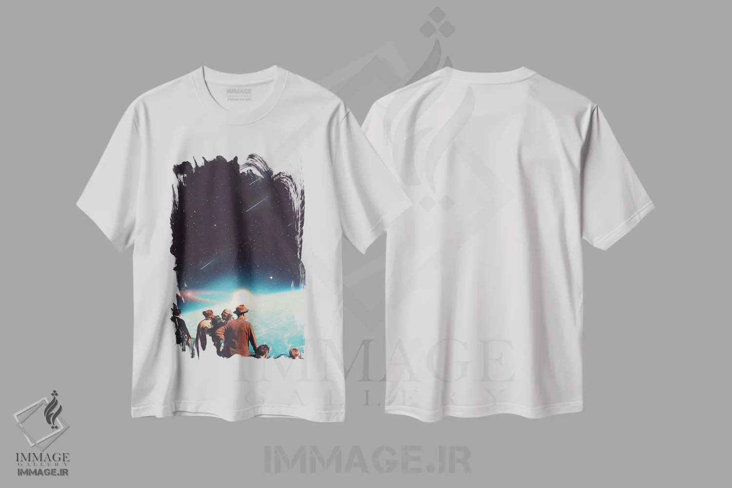 تیشرت سفید طرح دار "جاودانگی را به ما وعده داده اند"، هنر فاخر معاصر اثر فرانک موس | immage.ir