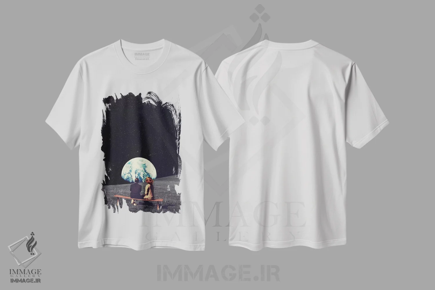 تیشرت سفید طرح دار "قبلاً آنجا زندگی می کردیم"، هنر فاخر معاصر اثر فرانک موس | فروشگاه ایماژ