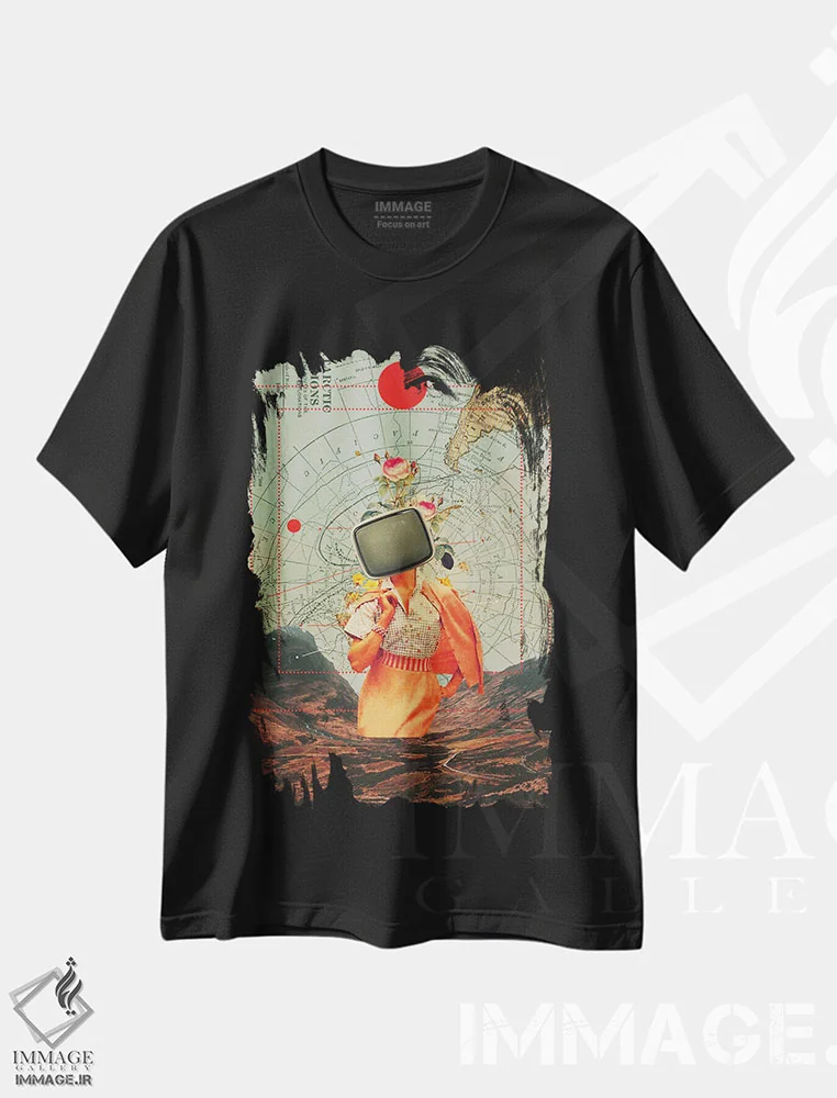 تیشرت مشکی طرح دار "پخش قطبی"، هنر فاخر معاصر اثر فرانک موس | immage.ir