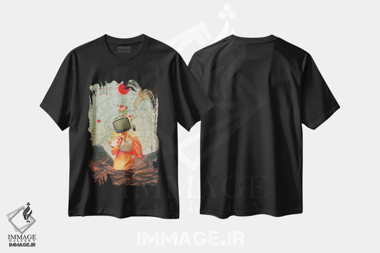 تیشرت مشکی طرح دار "پخش قطبی"، هنر فاخر معاصر اثر فرانک موس | immage.ir