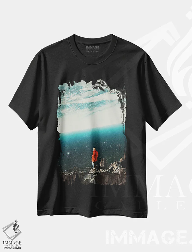 تیشرت مشکی طرح دار "ساوداده"، هنر فاخر معاصر اثر فرانک موس | فروشگاه ایماژ