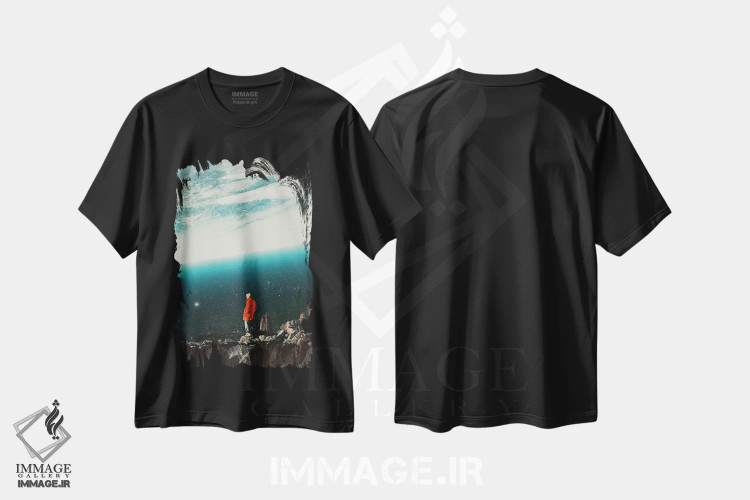 تیشرت مشکی طرح دار "ساوداده"، هنر فاخر معاصر اثر فرانک موس | فروشگاه ایماژ
