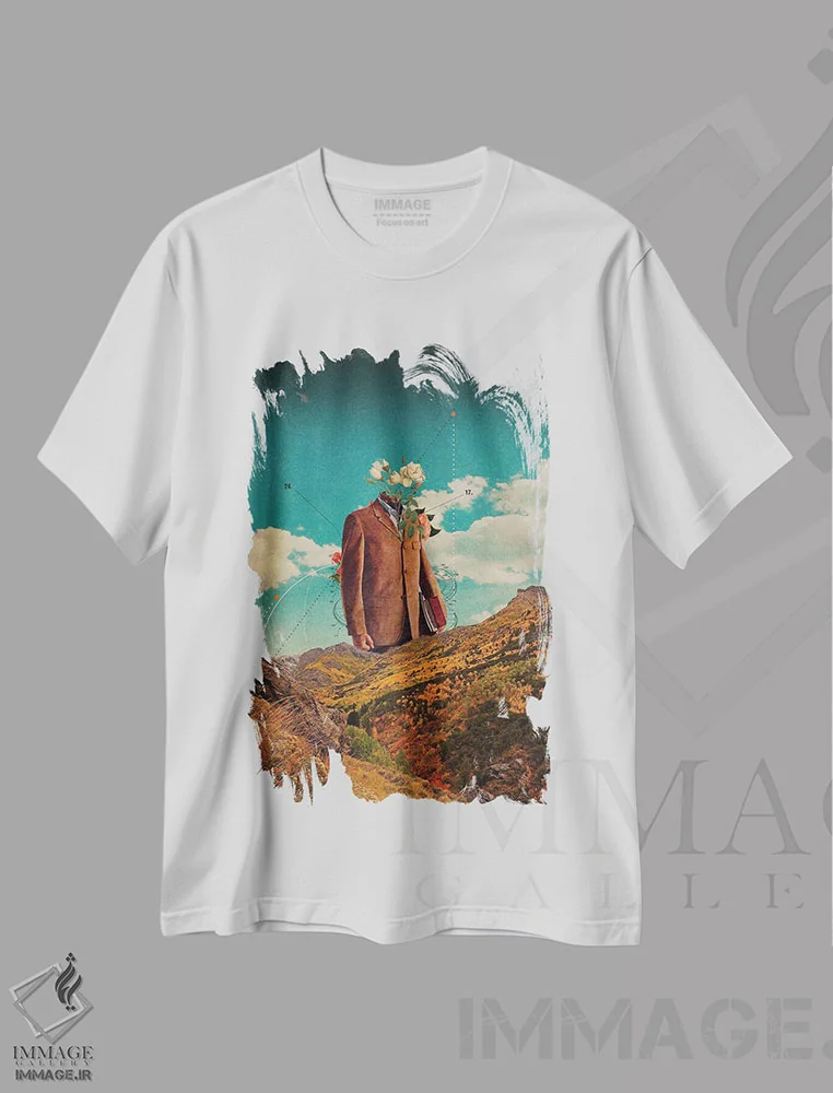 تیشرت سفید طرح دار "گاهی فکر می کنم بازخواهی گشت"، هنر فاخر معاصر اثر فرانک موس | فروشگاه ایماژ
