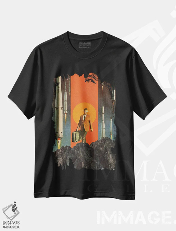 تیشرت مشکی طرح دار "عزیمت"، هنر فاخر معاصر اثر فرانک موس | immage.ir