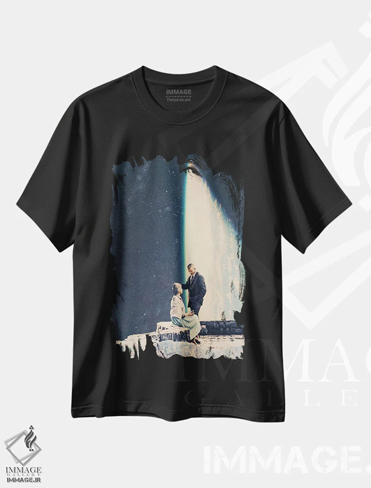 تیشرت مشکی طرح دار "این عشق"، هنر فاخر معاصر اثر فرانک موس | فروشگاه ایماژ