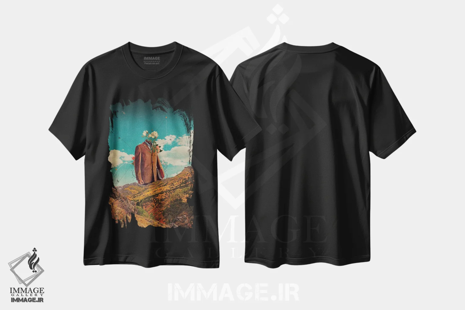 تیشرت مشکی طرح دار "گاهی فکر می کنم بازخواهی گشت"، هنر فاخر معاصر اثر فرانک موس | immage.ir