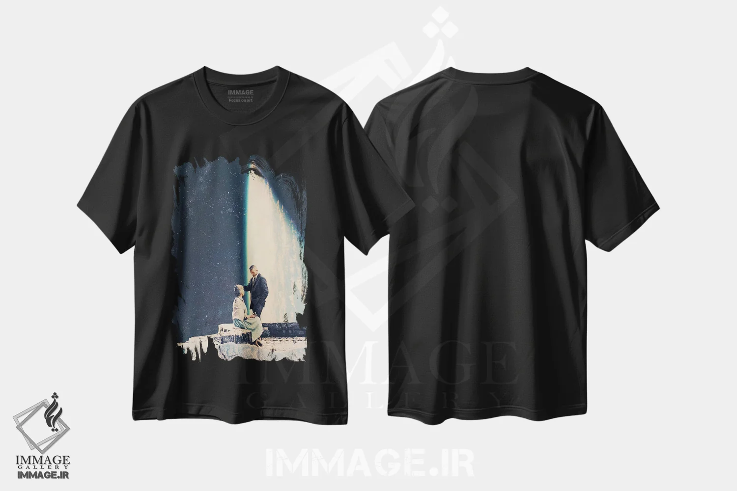 تیشرت مشکی طرح دار "این عشق"، هنر فاخر معاصر اثر فرانک موس | فروشگاه ایماژ