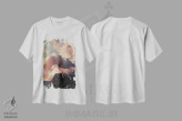 تیشرت سفید طرح دار "تو از ابرها آمدی اثر فرانک ماس"، هنر فاخر معاصر اثر فرانک موس | immage.ir