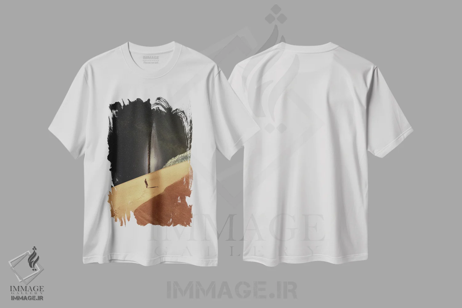 تیشرت سفید طرح دار "در خاطراتت گم شدم"، هنر فاخر معاصر اثر فرانک موس | فروشگاه ایماژ