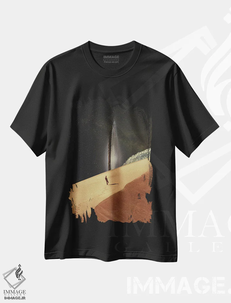 تیشرت مشکی طرح دار "در خاطراتت گم شدم"، هنر فاخر معاصر اثر فرانک موس | immage.ir