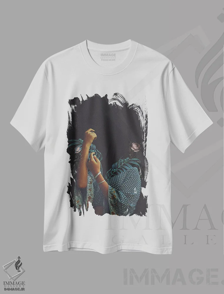 تیشرت سفید طرح دار "ثانیه هایی پیش از سپیده دم"، هنر فاخر معاصر اثر فرانک موس | فروشگاه ایماژ
