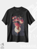 تیشرت مشکی طرح دار "لبخند گل های رز"، هنر فاخر معاصر اثر فرانک موس | immage.ir