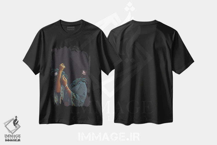 تیشرت مشکی طرح دار "ثانیه هایی پیش از سپیده دم"، هنر فاخر معاصر اثر فرانک موس | immage.ir