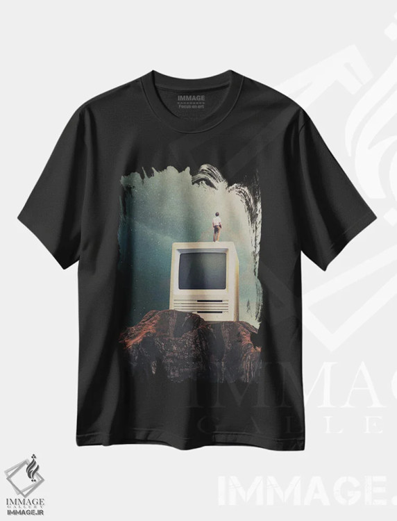 تیشرت مشکی طرح دار "ما قصد فرار داریم"، هنر فاخر معاصر اثر فرانک موس | فروشگاه ایماژ