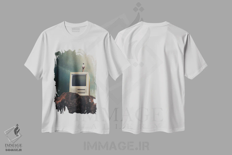 تیشرت سفید طرح دار "ما قصد فرار داریم"، هنر فاخر معاصر اثر فرانک موس | immage.ir