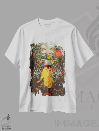 تیشرت سفید طرح دار "او از طبیعت وحشی آمد"، هنر فاخر معاصر اثر فرانک موس | فروشگاه ایماژ