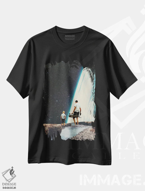 تیشرت مشکی طرح دار "همیشه به اینجا بازخواهیم گشت"، هنر فاخر معاصر اثر فرانک موس | فروشگاه ایماژ