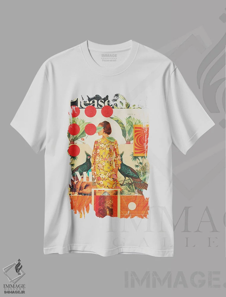 تیشرت سفید طرح دار "لطفاً به من اعتماد کن"، هنر فاخر معاصر اثر فرانک موس | immage.ir