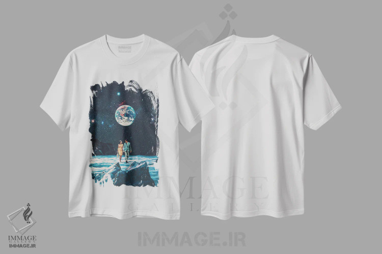 تیشرت سفید طرح دار "قول می دهم زود برمی گردیم"، هنر فاخر معاصر اثر فرانک موس | immage.ir