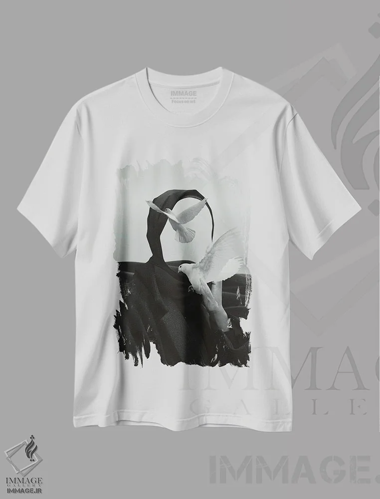 تیشرت سفید طرح دار بدون عنوان، هنر تزئینی سیاه و سفید اثر فرن رودریگز | فروشگاه ایماژ
