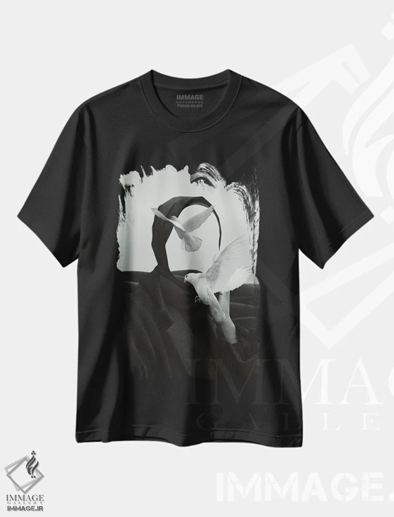 تیشرت مشکی طرح دار بدون عنوان، هنر تزئینی سیاه و سفید اثر فرن رودریگز | immage.ir