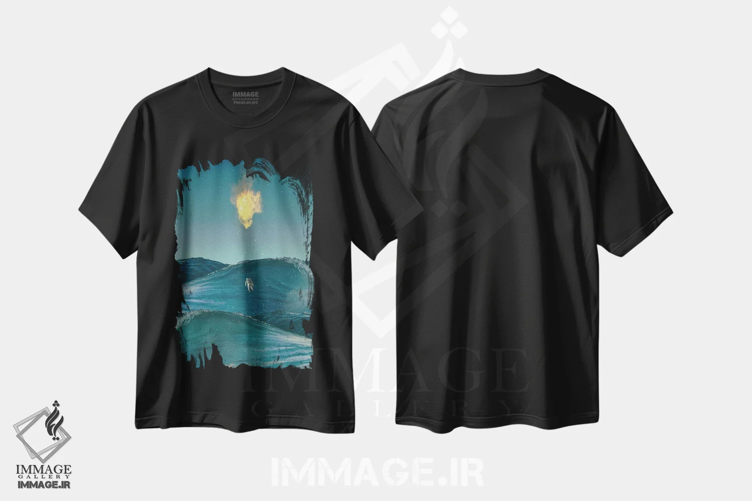 تیشرت مشکی طرح دار سونامی، عکاسی ترکیبی اثر فرن رودریگز | فروشگاه ایماژ