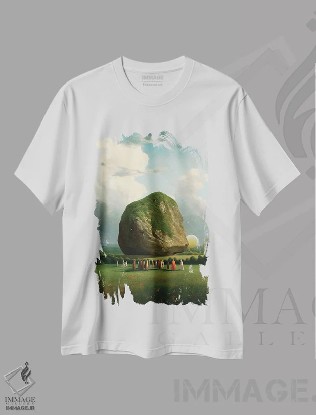 تیشرت سفید طرح دار آیین گذر، دکوراسیون جایگزین اثر فرن رودریگز | فروشگاه ایماژ