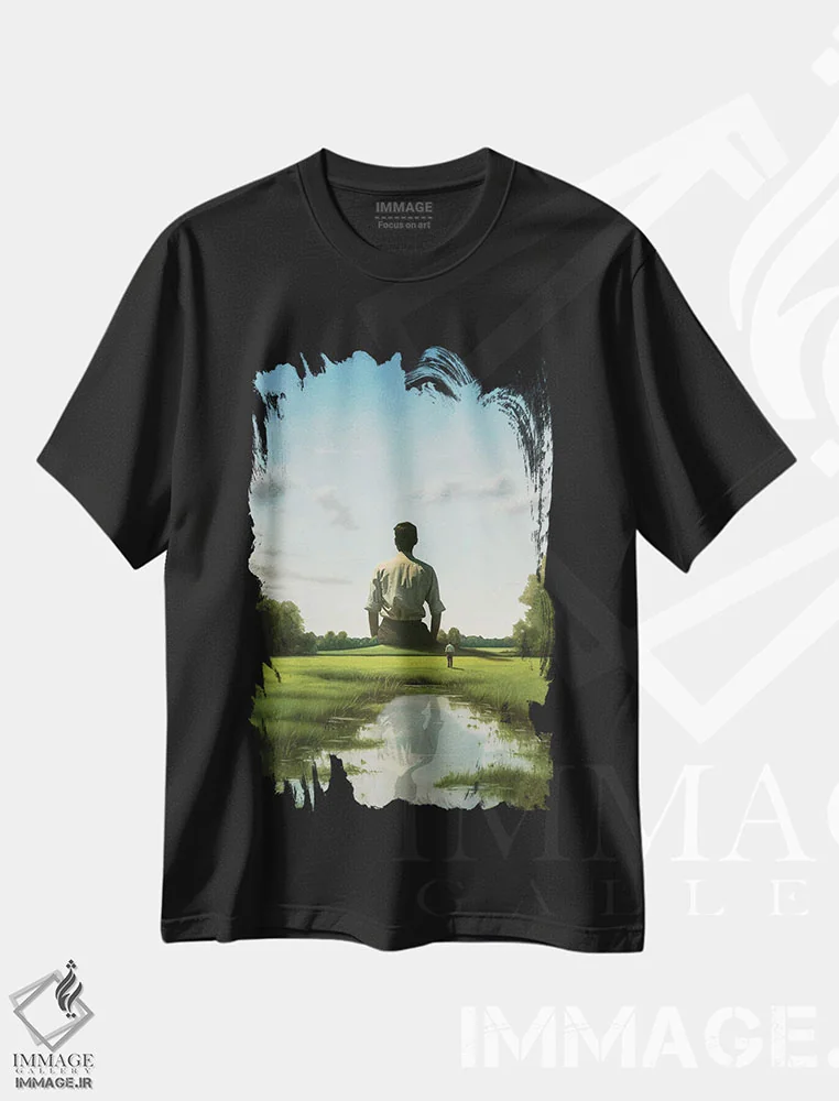 تیشرت مشکی طرح دار نیمهٔ عمر، هنر دیجیتال اثر فرن رودریگز | فروشگاه ایماژ