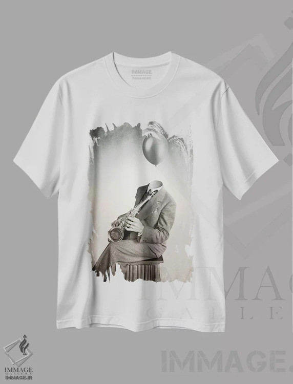 تیشرت سفید طرح دار جاز، عکاسی ترکیبی اثر فرن رودریگز | فروشگاه ایماژ