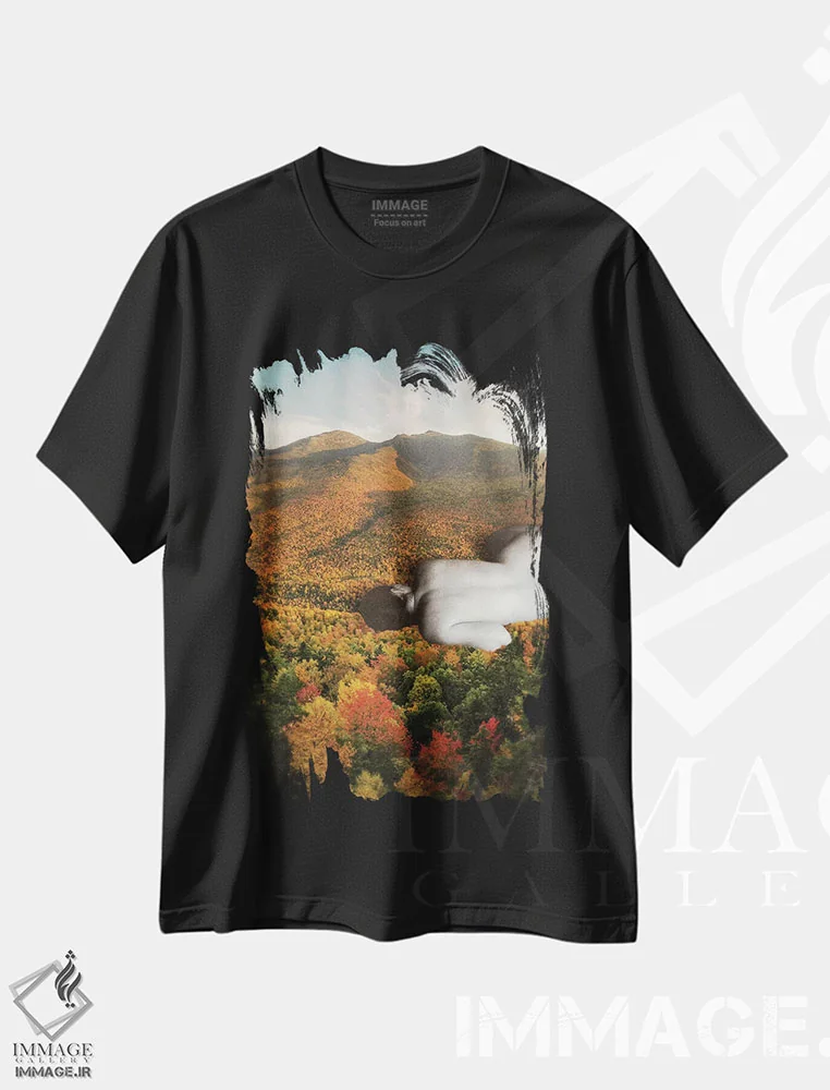 تیشرت مشکی طرح دار سقوط، عکاسی ترکیبی اثر فرن رودریگز | فروشگاه ایماژ