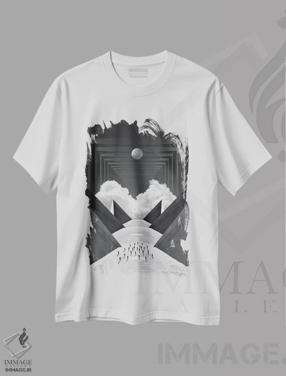 تیشرت سفید طرح دار تکینگی، عکاسی ترکیبی اثر فرن رودریگز | فروشگاه ایماژ