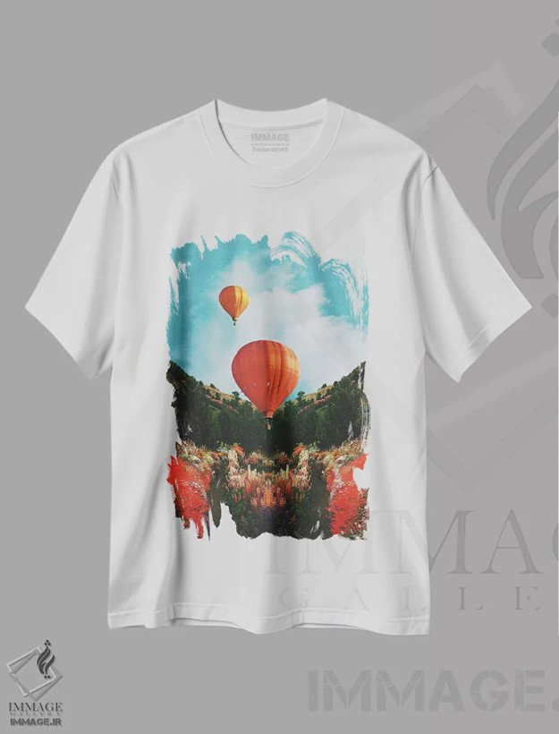 تیشرت سفید طرح دار هوای گرم، عکاسی ترکیبی اثر فرن رودریگز | فروشگاه ایماژ
