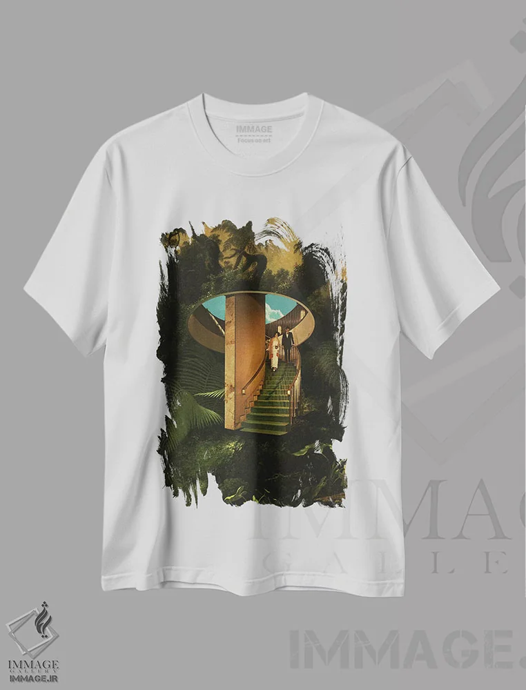 تیشرت سفید طرح دار در دل طبیعت وحشی، عکاسی ترکیبی اثر فرن رودریگز | فروشگاه ایماژ