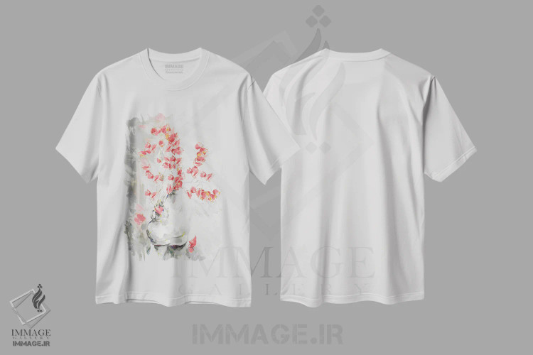 تیشرت سفید طرح دار رزهای قرمز ۲، تزئینی اثر هِدر اِی. فرنچ-روسیه | فروشگاه ایماژ