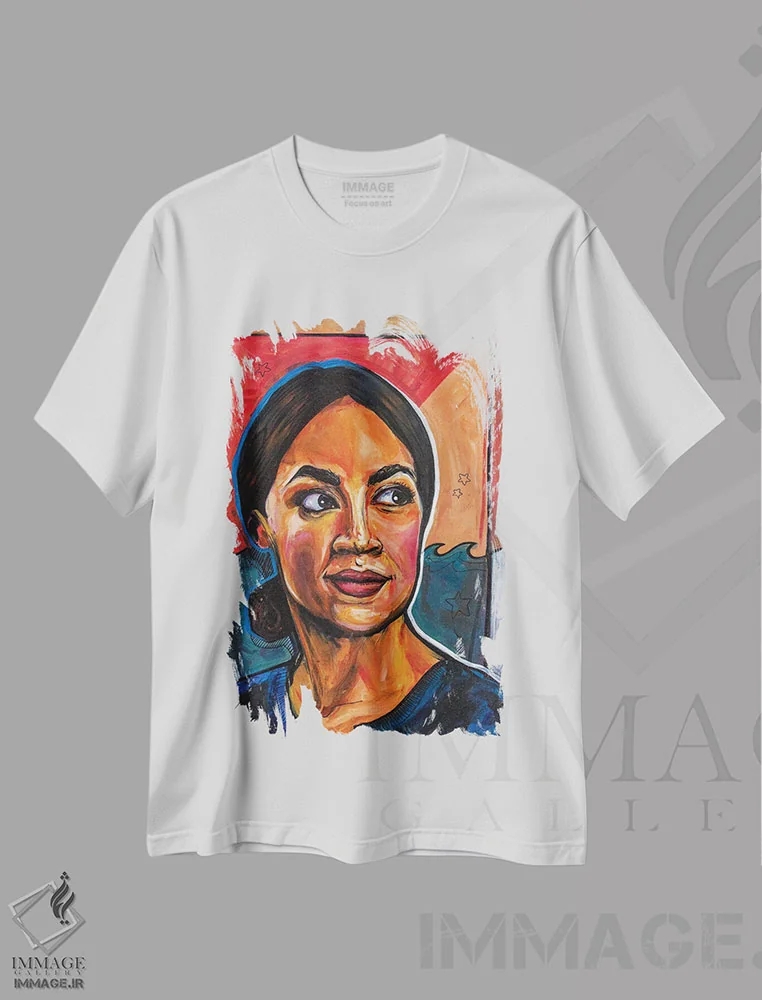 تیشرت سفید طرح دار الکساندریا اوکاسیو-کورتز، هنر فاخر معاصر اثر فارست استوارت | immage.ir