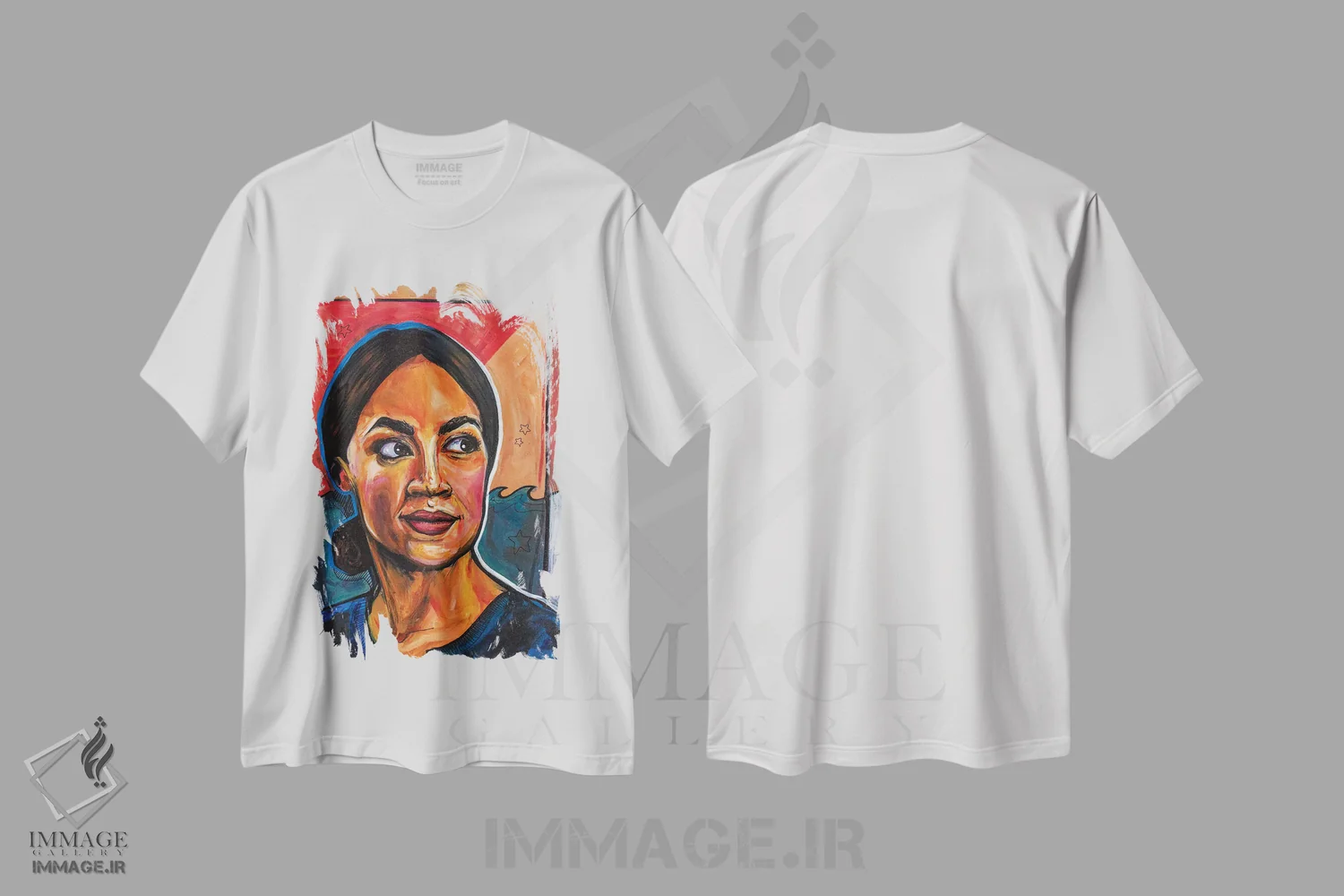 تیشرت سفید طرح دار الکساندریا اوکاسیو-کورتز، هنر فاخر معاصر اثر فارست استوارت | immage.ir