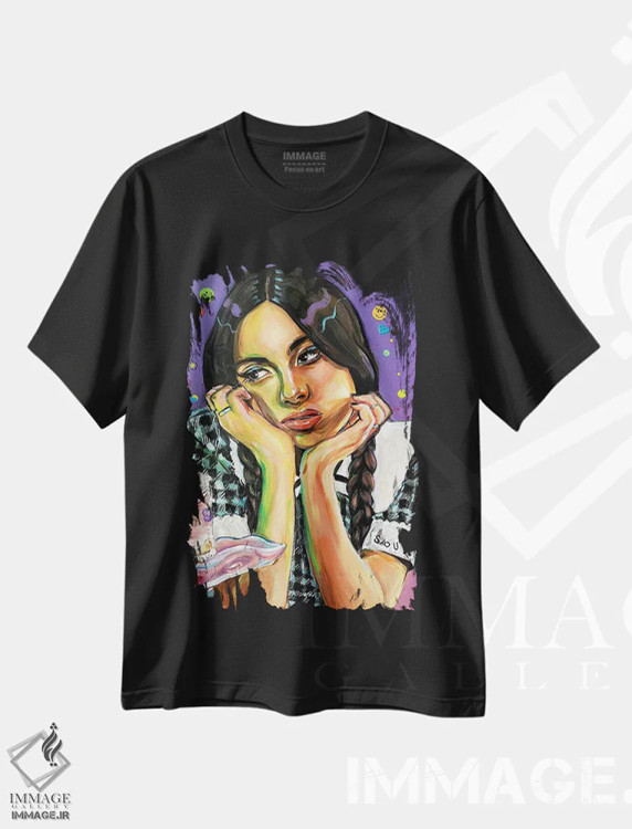 تیشرت مشکی طرح دار اولیویا رودریگو: ساور، هنر فاخر معاصر اثر فارست استوارت | فروشگاه ایماژ