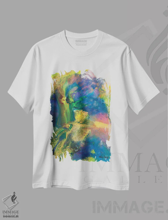 تیشرت سفید طرح دار باغ ها اثر مینگ فرانز | فروشگاه ایماژ