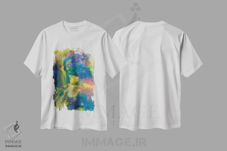 تیشرت سفید طرح دار باغ ها اثر مینگ فرانز | فروشگاه ایماژ