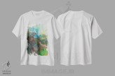 تیشرت سفید طرح دار بهشت پنهان، آبستره اثر مینگ فرانز | immage.ir