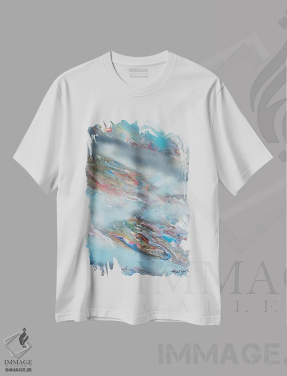 تیشرت سفید طرح دار پردهٔ مه اثر مینگ فرانز | immage.ir