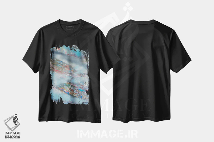 تیشرت مشکی طرح دار پردهٔ مه اثر مینگ فرانز | فروشگاه ایماژ