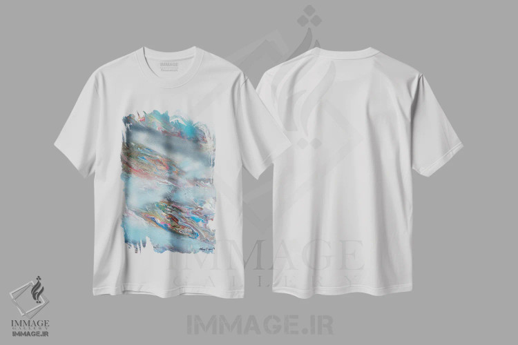تیشرت سفید طرح دار پردهٔ مه اثر مینگ فرانز | immage.ir