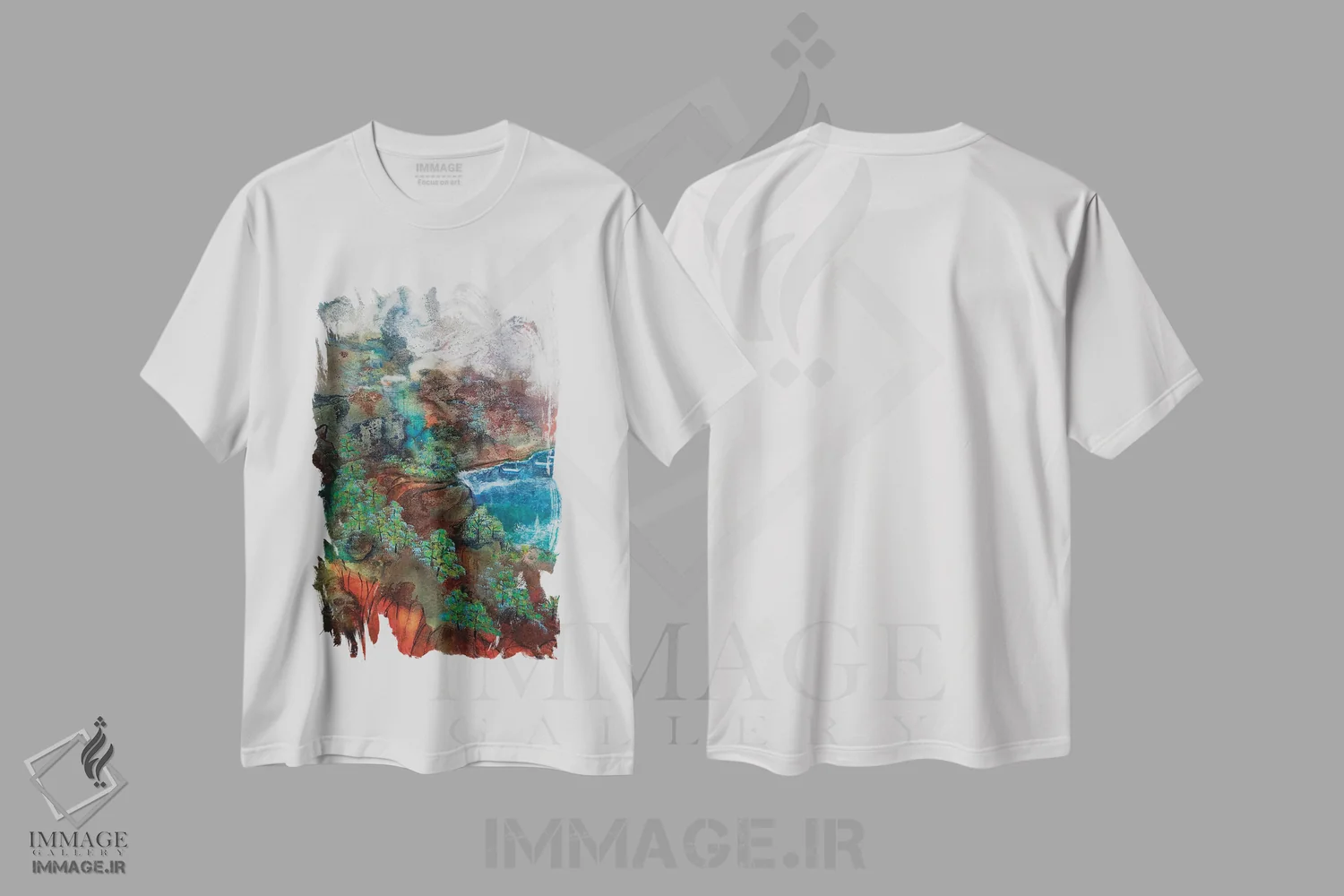 تیشرت سفید طرح دار پناهگاه پنهان، آبستره اثر مینگ فرانز | immage.ir