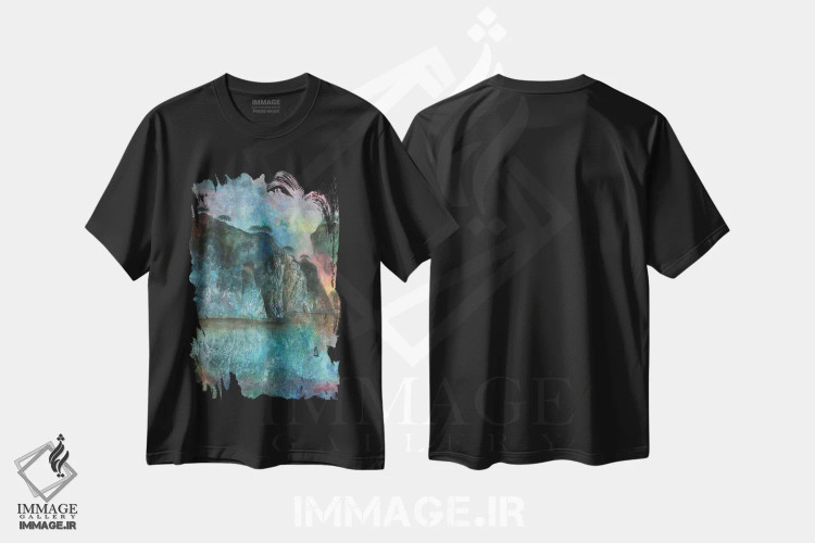 تیشرت مشکی طرح دار شفق ۲، آبستره اثر مینگ فرانز | فروشگاه ایماژ