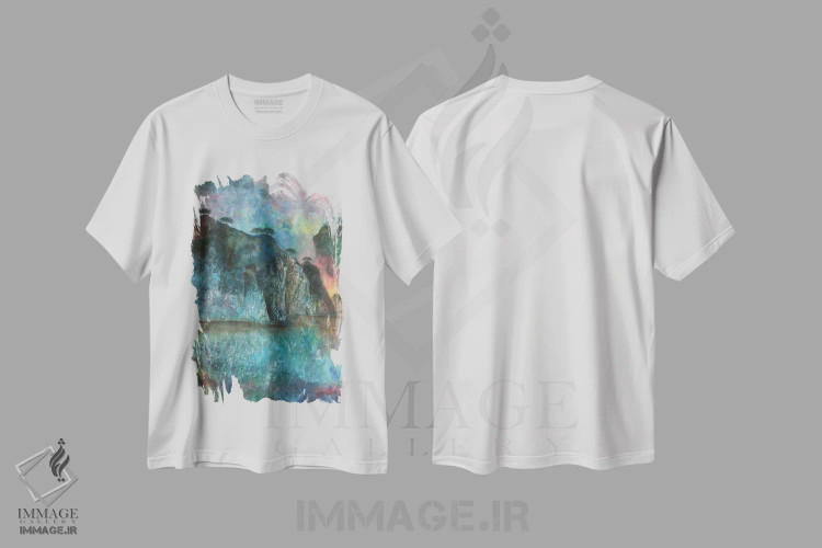 تیشرت سفید طرح دار شفق ۲، آبستره اثر مینگ فرانز | immage.ir